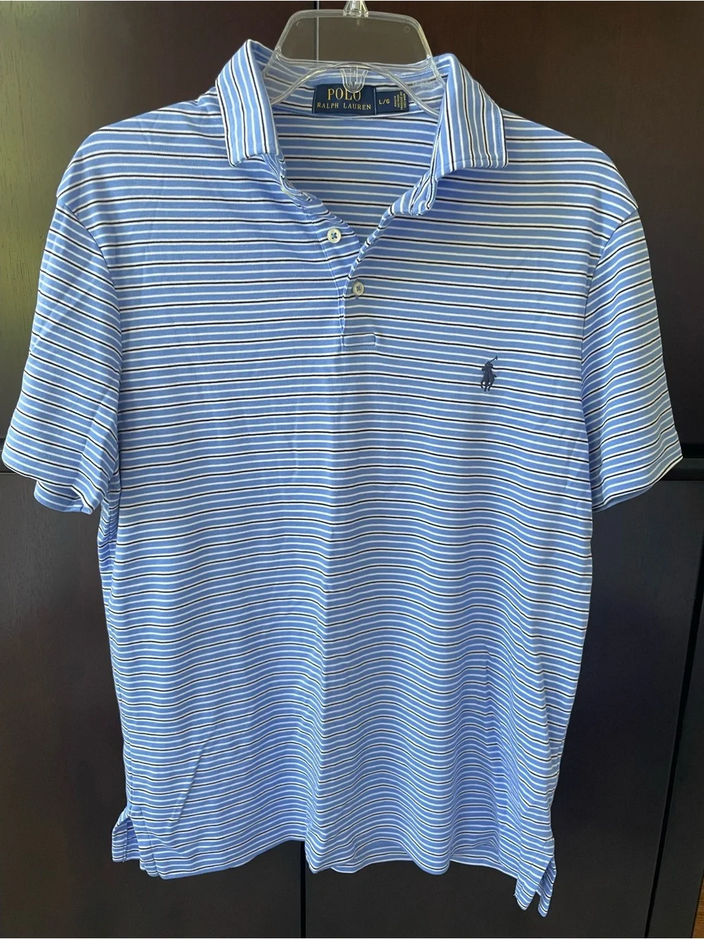 Ralph Lauren Light Blue & White Striped Polo Shirt
